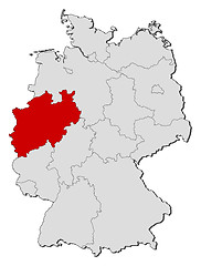 Image showing Map of Germany, North Rhine-Westphalia highlighted