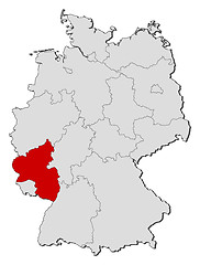 Image showing Map of Germany, Rhineland-Palatinate highlighted