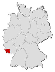 Image showing Map of Germany, Saarland highlighted