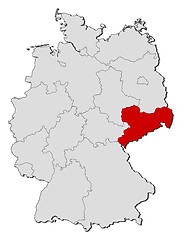 Image showing Map of Germany, Saxony highlighted