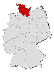 Image showing Map of Germany, Schleswig-Holstein highlighted