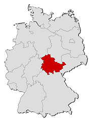 Image showing Map of Germany, Thuringia highlighted