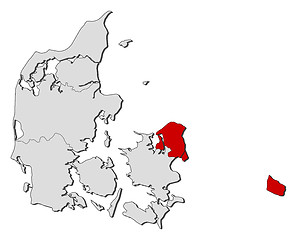 Image showing Map of Danmark, Capital Region highlighted