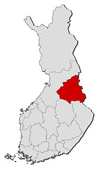 Image showing Map of Finland, Kainuu highlighted