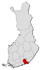 Image showing Map of Finland, Kymenlaakso highlighted