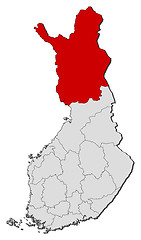 Image showing Map of Finland, Lapland highlighted