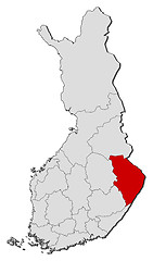 Image showing Map of Finland, North Karelia highlighted