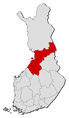 Image showing Map of Finland, Northern Ostrobothnia highlighted