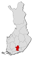 Image showing Map of Finland, Päijänne Tavastia highlighted