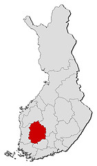 Image showing Map of Finland, Pirkanmaa highlighted