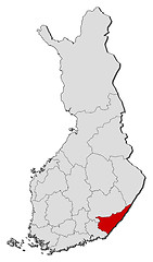 Image showing Map of Finland, South Karelia highlighted