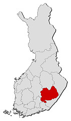 Image showing Map of Finland, Southern Savonia highlighted