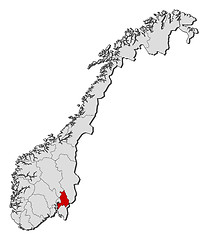 Image showing Map of Norway, Akershus highlighted