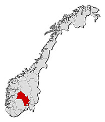 Image showing Map of Norway, Buskerud highlighted