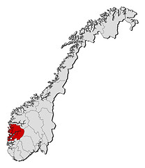 Image showing Map of Norway, Hordaland highlighted