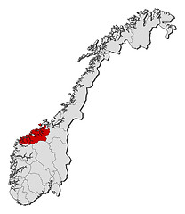 Image showing Map of Norway, Møre og Romsdal highlighted