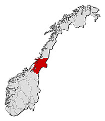 Image showing Map of Norway, Nord-Trøndelag highlighted