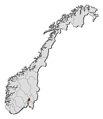 Image showing Map of Norway, Oslo highlighted
