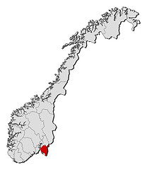 Image showing Map of Norway, Østfold highlighted