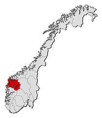 Image showing Map of Norway, Sogn og Fjordane highlighted