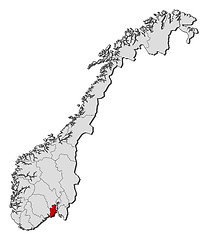 Image showing Map of Norway, Vestfold highlighted