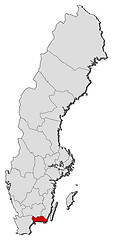 Image showing Map of Sweden, Blekinge County highlighted