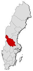 Image showing Map of Sweden, Dalarna County highlighted