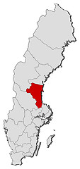 Image showing Map of Sweden, Gävleborg County highlighted