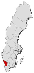 Image showing Map of Sweden, Halland County highlighted