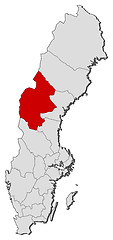 Image showing Map of Sweden, Jämtland County highlighted