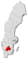 Image showing Map of Sweden, Jönköping County highlighted