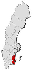 Image showing Map of Sweden, Kalmar County highlighted