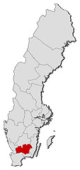 Image showing Map of Sweden, Kronoberg County highlighted