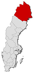 Image showing Map of Sweden, Norrbotten County highlighted