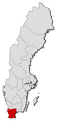 Image showing Map of Sweden, Skane County highlighted