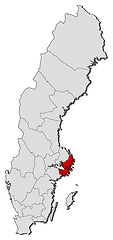 Image showing Map of Sweden, Stockholm County highlighted