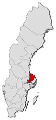 Image showing Map of Sweden, Uppsala County highlighted