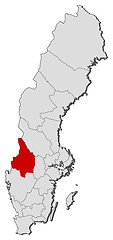 Image showing Map of Sweden, Värmland County highlighted