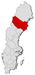 Image showing Map of Sweden, Västerbotten County highlighted