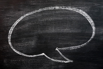 Image showing Blank speech bubble drawn on a smudged blackboard