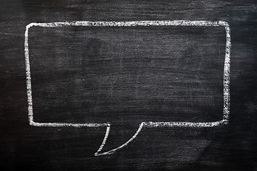 Image showing Blank speech bubble drawn on a smudged blackboard