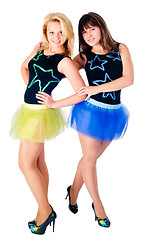 Image showing Two pretty girls dancing