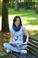 Image showing College student on a bench