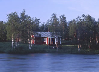 Image showing Lake ,house and sunset