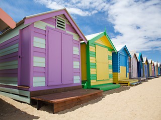 Image showing Colorful Beach Huts in Australia 