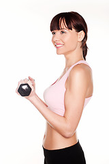 Image showing Woman Using Dumbbells