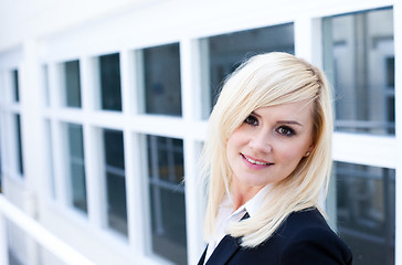 Image showing Attractive blonde woman with window