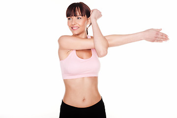 Image showing woman doing arm stretching
