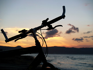 Image showing Cycling At The Sunset