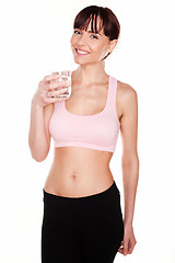 Image showing Sportswoman With Healthy Glass Of Water